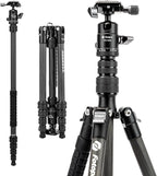 Fotopro 59" Carbon Fiber Travel Tripod, Lightweight Compact Camera Tripod by Fotopro