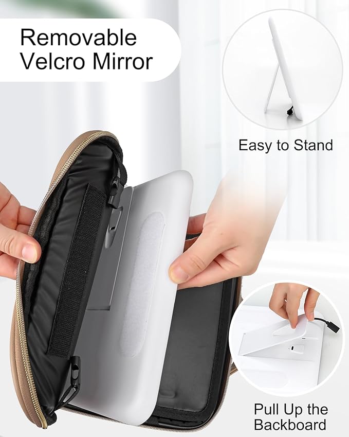 Relavel Makeup Bag with Light Up Mirror, Makeup Case Travel Cosmetic Bags Brush - Image 2