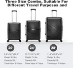 Nazhura Luggage Set, 3-Piece Hardside Suitcase Set, 20-inch Carry On, 28-inch - Image 2