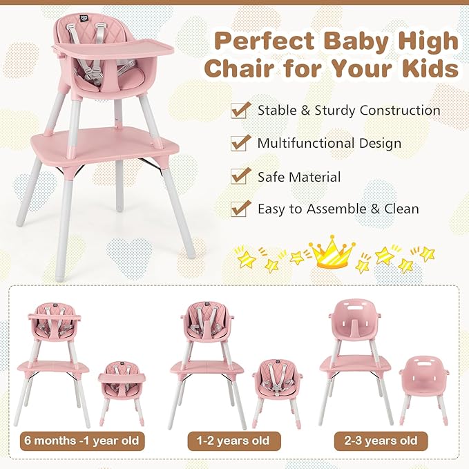 BABY JOY High Chair, 5 in 1 Convertible Highchair - Image 8