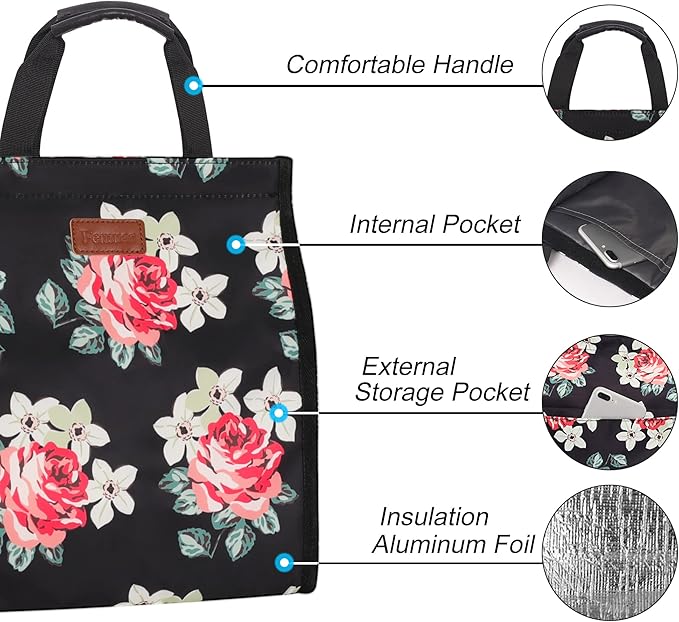 Lunch Bags for Women Insulated Reusable Lunch Tote - Image 3