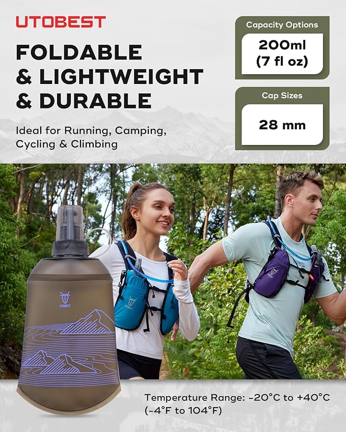 UTOBEST 200ml Soft Flask, 2 Pack Flexible TPU Hydration Water Bottle, - Image 7