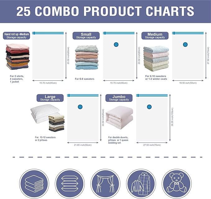 25 Pack Vacuum Storage Bags, Space Saver Vacuum Storage Bags, Vacuum Seal Bags - Image 5