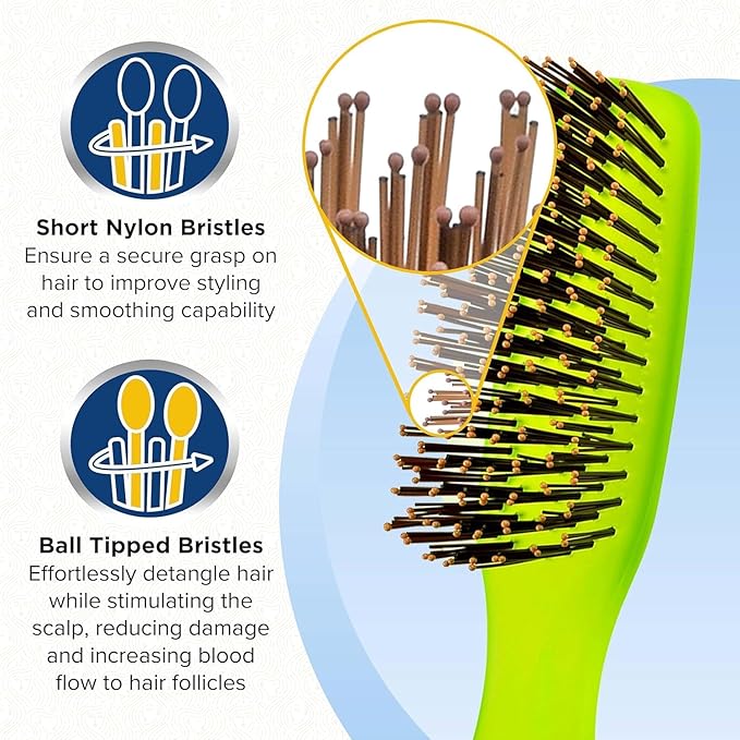 Giorgio GIO1 Gentle Hair Brush Dresser Size. Wet & Dry Pro Hair Brush Detangler. Soft for Sensitive Scalp. Good For Men Women & Kids All hair lengths. Durable and Anti-Static. (Set, Green)