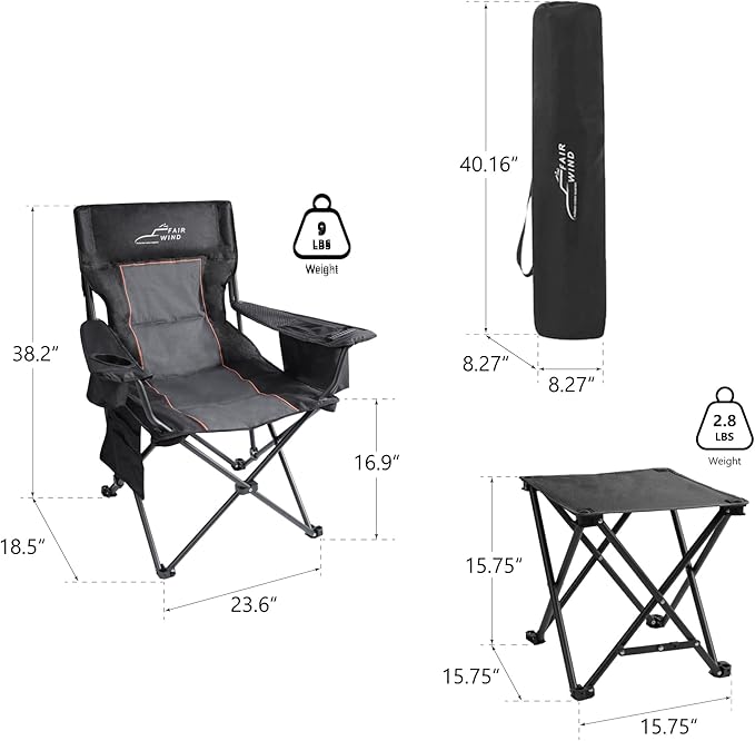 FAIR WIND Oversized Padded Camping Chair - Image 3