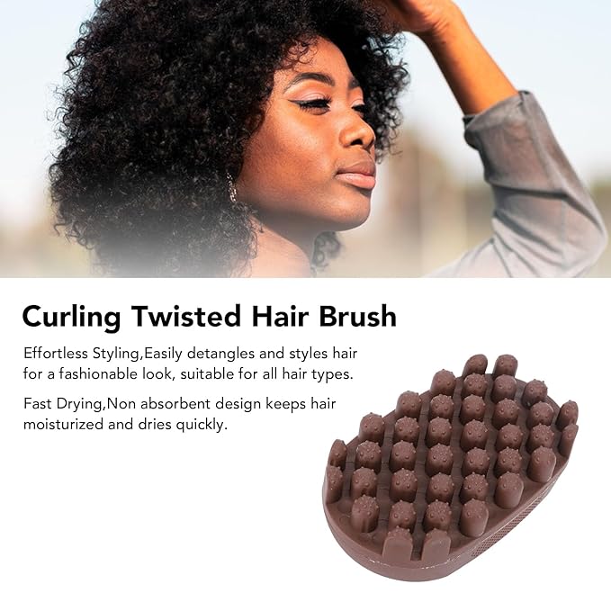 Curling Twisted Hair Brush Styling Brush, Afro Braid Dreadlocks Comb for Men and Women, Styling Brushs for Curly Hair (Brown)