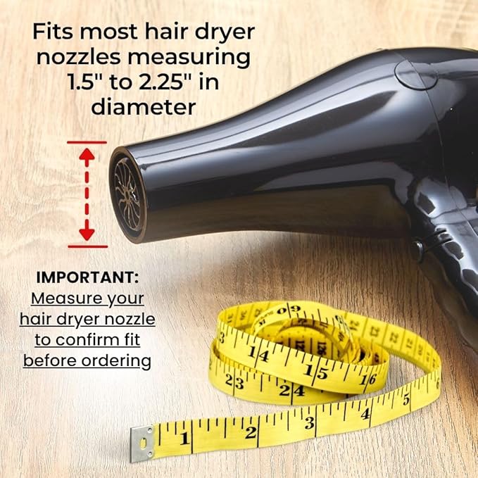 SnozzlePro Universal Hair Dryer Attachment Adapter for Concentrator Nozzles - Patented No-Slip Design Fits Most Nozzle Diameters 1.5”- 2.25”