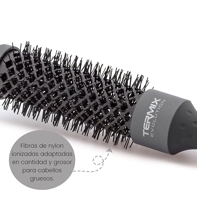 Termix Evolution Plus Round Thermal Hair Brush with Special Fibres for Thick and Hard Hair, African American Hair, Diameter Ø17