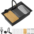 Dcolora Waterfall Smart Kitchen Sink 33x22 Drop In Single Bowl Multifunctional by Dcolora