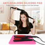 Oversize Silicone Heat Resistant Mat for Curling Irons, Flat Irons, Hair Straighteners and Hot Hair Styling Tools, Portable Hot Tools Cover Pad for Travel Vanity Salon(14.2" x 11.0")