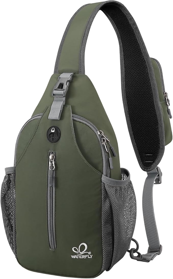WATERFLY Crossbody Sling Backpack Sling Bag Travel Hiking Chest Bag Daypack by Waterfly