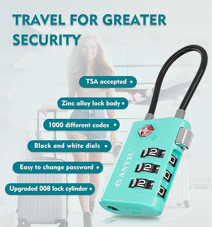 ANVIL TSA Approved Luggage Locks – High Security TSA008 Combination Travel Locks - Image 5
