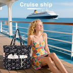LEDAOU Large Beach Tote Bag Women Waterproof Sandproof Zipper Beach Tote Bag - Image 5