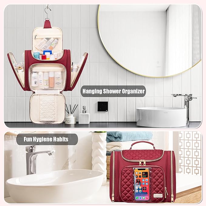 Travel Toiletry Bag for Women, Hanging Toiletry Bag, Bathroom Bag Portable - Image 8