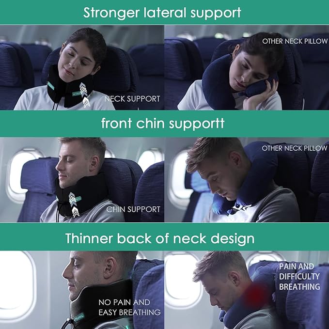 GOLDORANGE Travel Pillows for Sleeping Airplane Neck Chin Head Support Memory - Image 5
