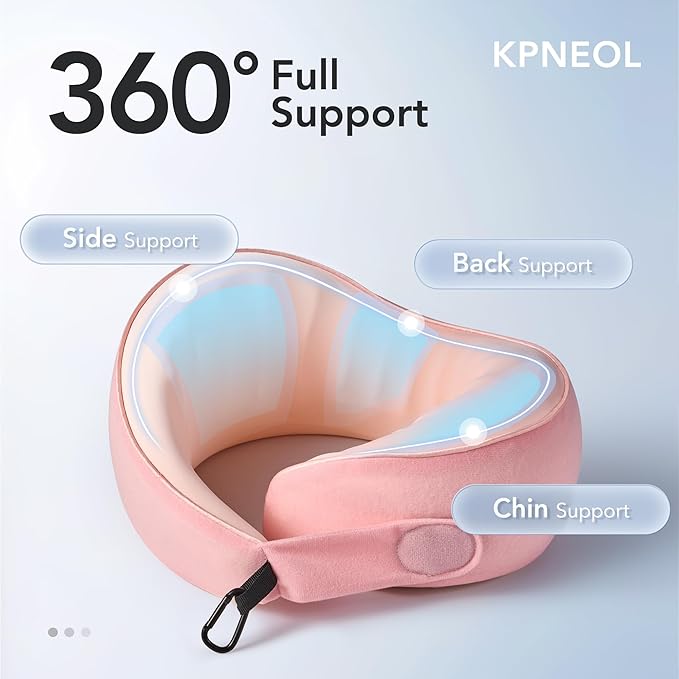 Travel Pillow, 100% Pure Memory Foam Travel Neck Pillow Airplane Neck Support - Image 2
