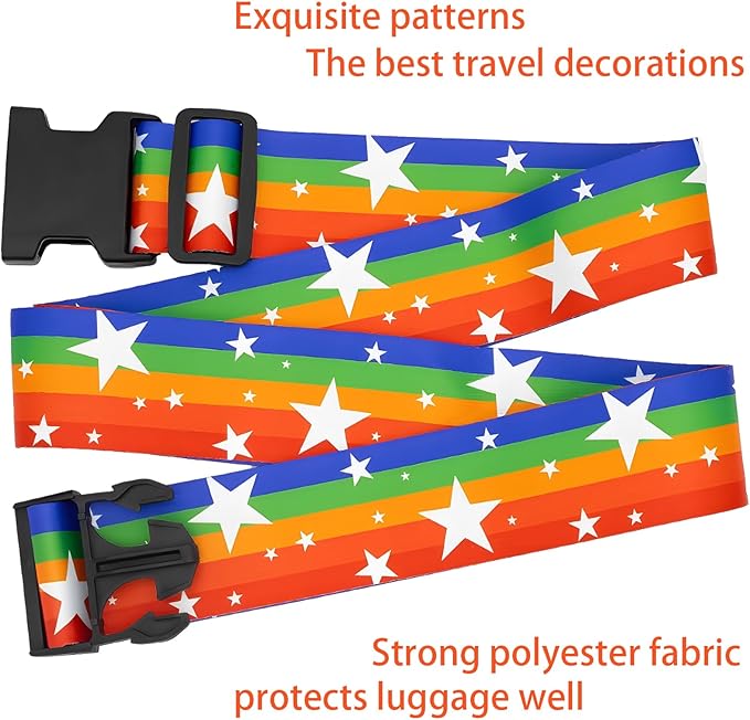 Rainbow Stars Luggage Straps for Suitcases, Adjustable Luggage Travel Belt to - Image 4