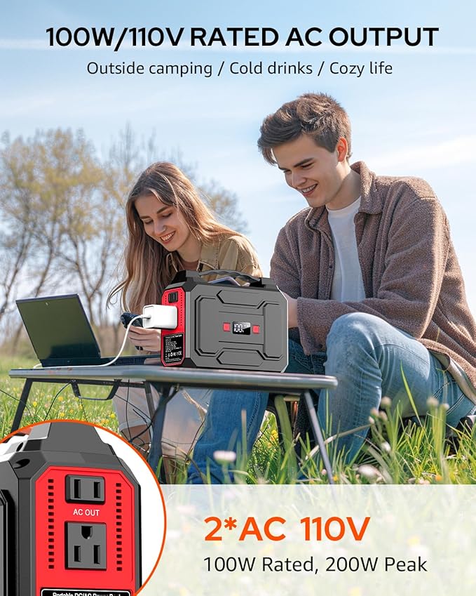 Apowking 146Wh Portable Power Station Bank 200W Peak Solar Powered Power Bank - Image 2