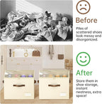 3 Pack Shoe Organizer for Closet, Foldable Shoe Storage Containers, Fits 24-48 - Image 4