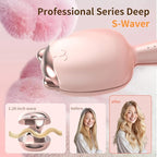 Crimper Hair Tool, Beach Waves Curling Wand,Ionic Hair Waver with 1.26 Inch Double Barrel for Women，Easy to Use，Four-Speed Adjustment and Automatic Power-Off,Pink