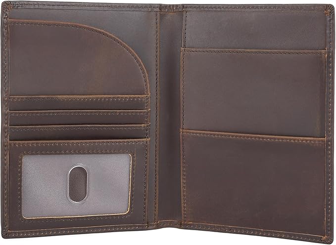 Polare Full Grain Leather Passport Holder RFID Blocking Travel Bifold Wallet - Image 8
