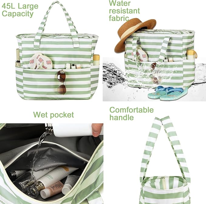 LEDAOU Beach Bag Waterproof Sandproof Women Tote Bag Pool Bag - Image 8
