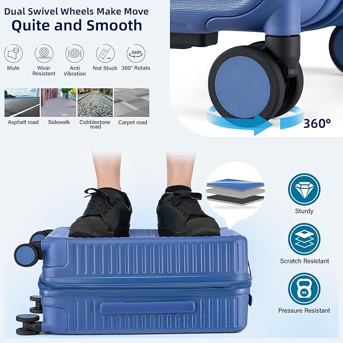 Hard Shell Suitcases Expandable Travel Luggage Sets 3 Piece, Carry on and Check - Image 6