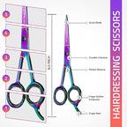 Utopia Care Hair Cutting and Hairdressing Scissors 6.5 Inch, Premium Stainless Steel Shears with Smooth Razor and Sharp Edge Blades for Salons, Men, Women and Kids, Rainbow