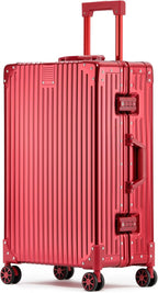 Metal All Aluminum Carry-on Luggage TSA Customs Lock Zipperless Silent Rotary by XZSP+AISU
