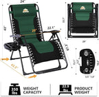 Oversized Padded Zero Gravity Lounge Chair Set of 2, Foldable Patio Anti - Image 3