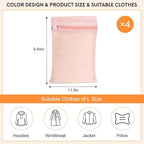 4 Piece Pink Small, Durable Organic Cotton Mesh Laundry Bag - Image 4