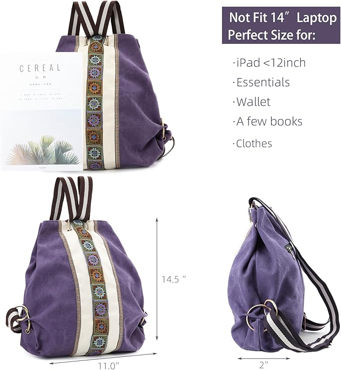 Goodhan Women Canvas Backpack Daypack Casual Shoulder Bag, Vintage Heavy-duty - Image 4