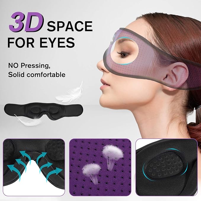 LC-dolida Sleep Headphones, Sleep Mask Bluetooth Wireless Music Eye Mask - Image 2