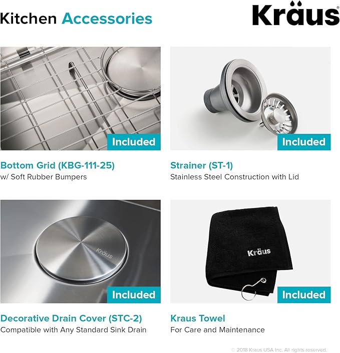 Kraus KHU111-25 Standart PRO 16 Gauge Undermount Single Bowl Stainless Steel - Image 17
