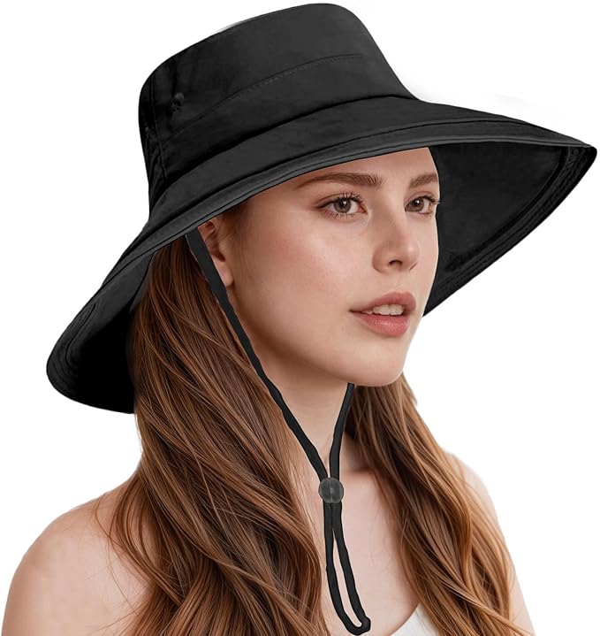 Sun Hats for Women Wide Brim Ponytail UV Protection Beach Hat Packable by Beurlike
