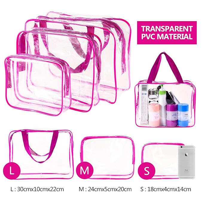 3Pcs Crystal Clear PVC Travel Toiletry Bag Kit - Image 5