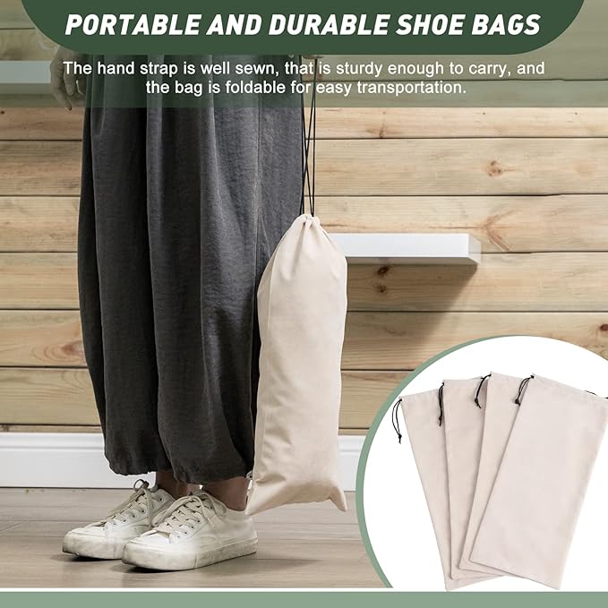 12 Pcs Shoe Dust Bags Beige Duster Flannel Single Shoe Pouch - Image 4