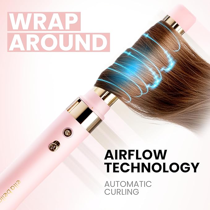 ELLA BELLA® 6 in 1 Professional Hot Air Styler • Powerful Hair Dryer & Straightener Set • Styling Without Heat Damage • Fast Drying Curling Volumizing Straightening • Protective Travel Case (Pink)