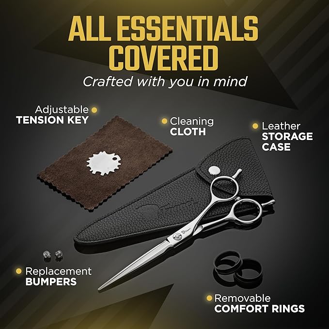 Fagaci Hair Thinning Scissors 6" with 440C Steel, Extreme Sharpness & Precise Cuts Texturizing Shears, Professional Hair Scissors, Barber Scissors Set, Slim Blades Texturizing Scissors