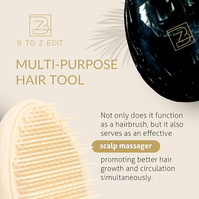 Travel Hairbrush - Mini Hair Detangler for Women Teens Kids - Sensory Scalp Massager - Small Portable Comb - Thick, Curly, Straight, Wet, Dry - Compact Detangler - Purse Essentials