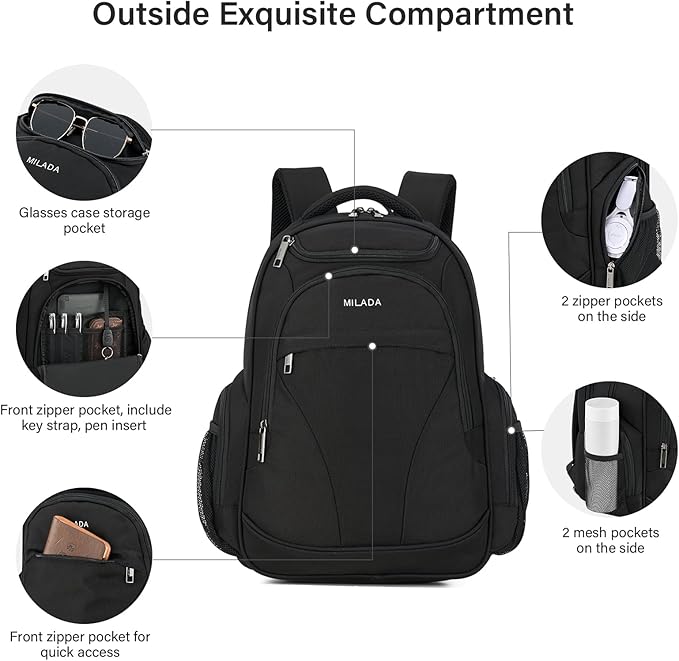 MILADA Travel Backpack For Men Laptop Backpack Women Business Carry On Backpack - Image 3