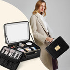 Makeup Bag with LED Mirror & Magnifier, Large Cosmetic Organizer Travel Makeup - Image 2