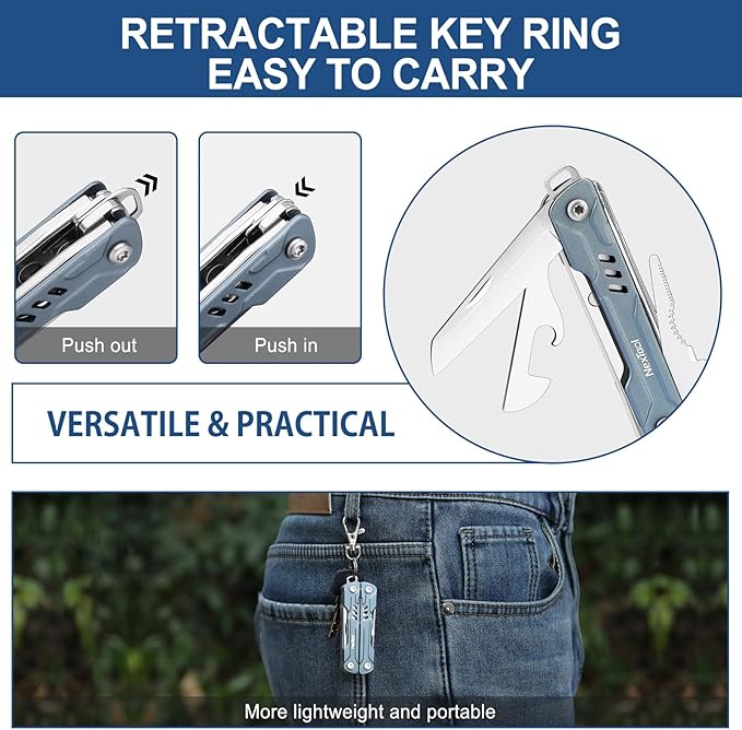 NexTool Mini Sailor S11 Keychain Multitool, 11-in-1 Compact EDC Pliers - Image 3