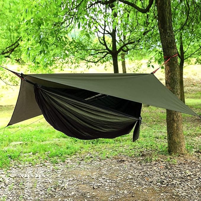 Camping Hammock with Rain Fly Tarp and Mosquito Net with Tree Straps，1/2 Person - Image 7