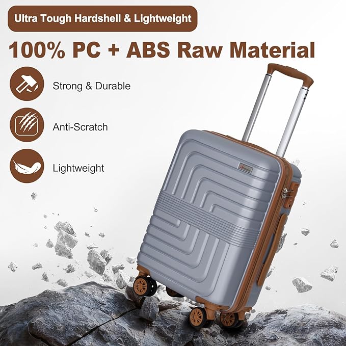 Romswi Expandable 20" Carry On Luggage, Hardshell Suitcase - Image 3