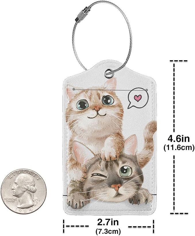 Set of 2 Cute Cats Luggage Tags - Image 4