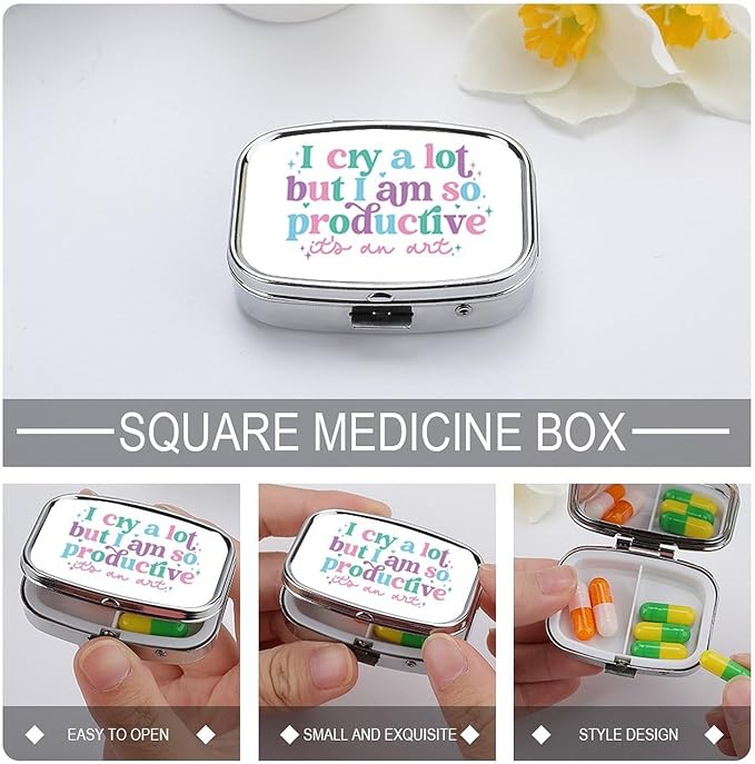 Metal 2 Compartment Pill Organizer Travel Friendly Portable Compact Pill Box - Image 4