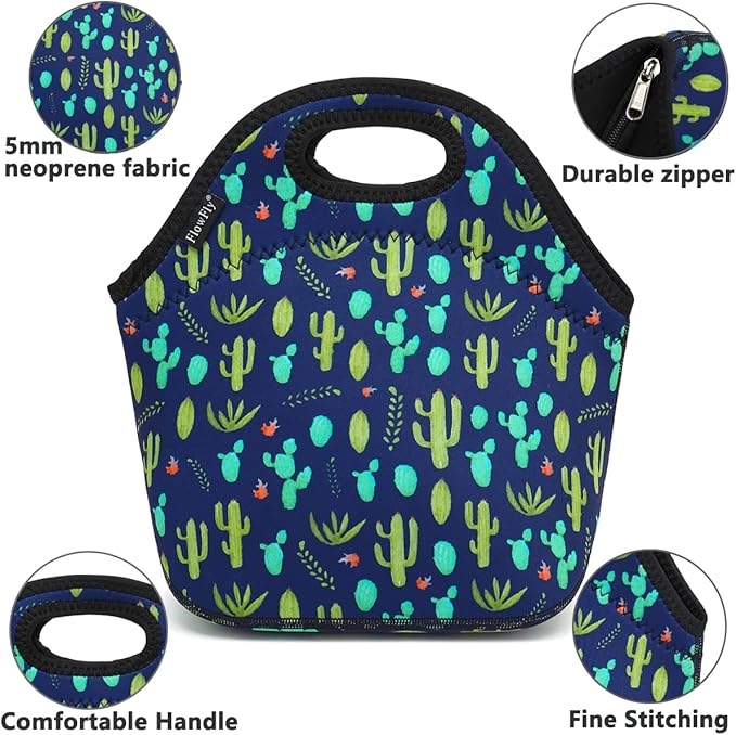 FlowFly Neoprene Lunch Tote Insulated Thermal Reusable Lunch Bag Box - Image 2
