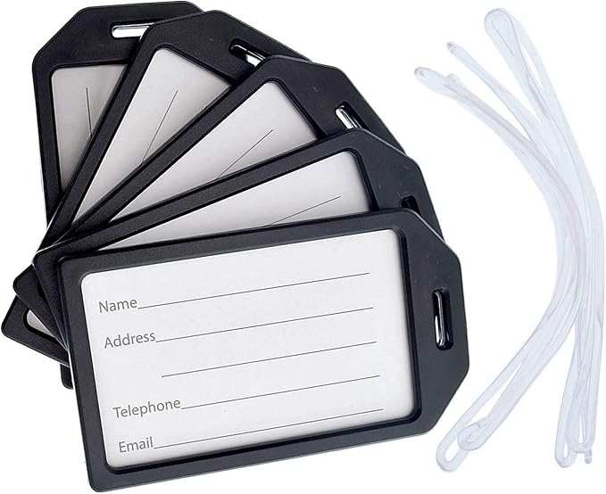 5 Pack - Premium Rigid Airline Luggage Tag Holders - Heavy Duty Hard Plastic by Specialist+ID