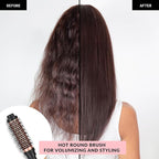 FoxyBae 3-in-1 Interchangeable Hair Tools - Curling Wand w/ 3 Attachments - Hot Round Brush, Straightening Iron & Hair Curler for Shiny Curls - Hair Dryer Brush & Hair Styling Set [Black-Rose Gold]